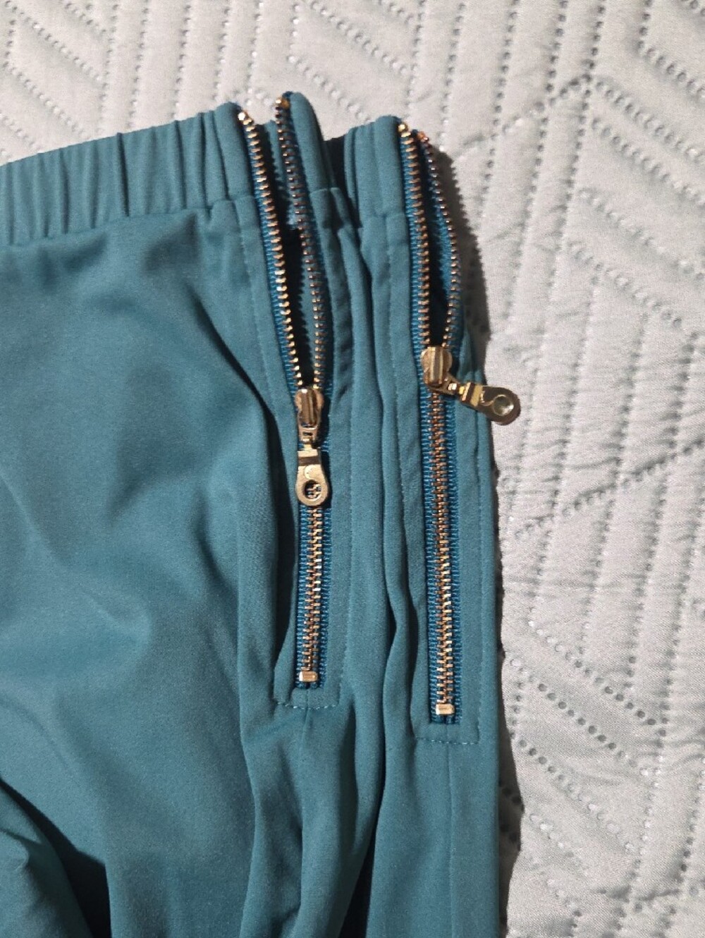 ZYIA Womens Teal Drawstring Joggers with Zipper Ankle - Picture 7 of 8